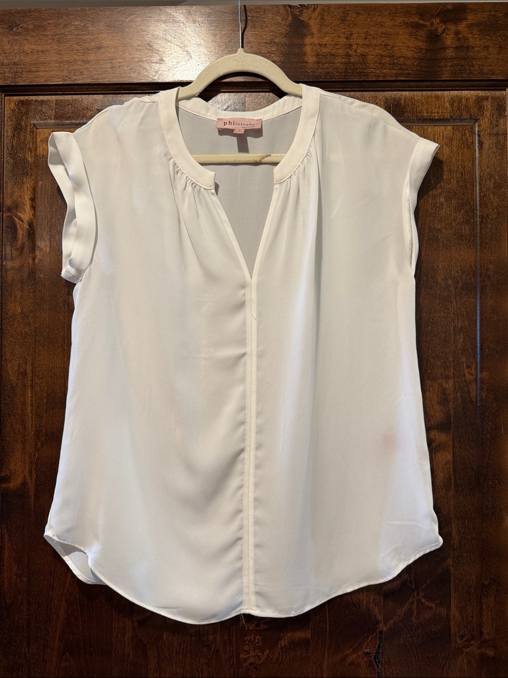 Philosophy Ivory Split-Neck Cap Sleeve Blouse